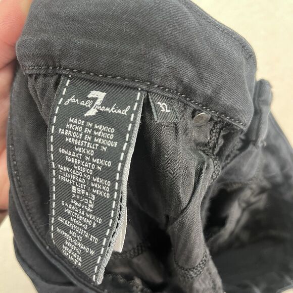 7 For All Mankind‎ The High Waist Skinny Jeans Size 32x27 Stretch Black Denim - Picture 6 of 7